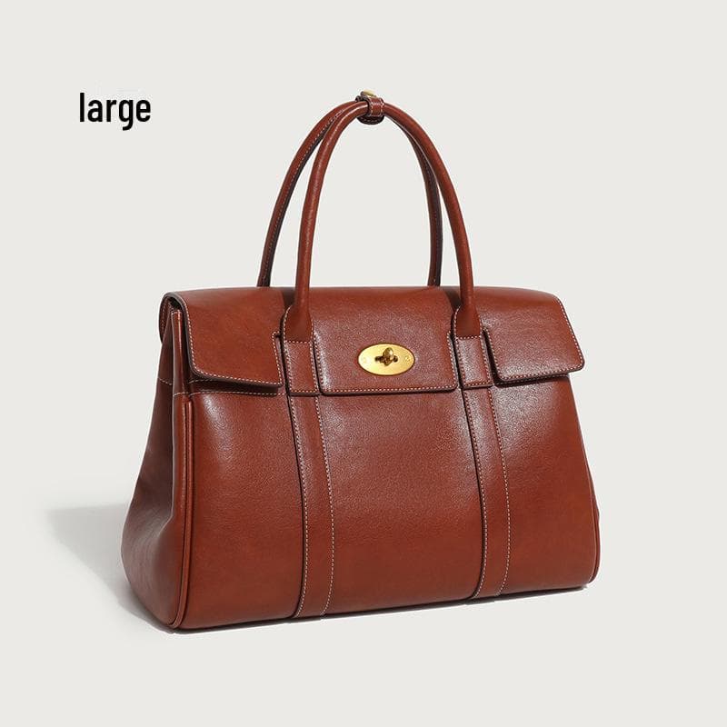 2024 Premium Soft Leather Commuter Tote – Large Capacity, Waxed Finish, Versatile Handheld & Crossbody Design