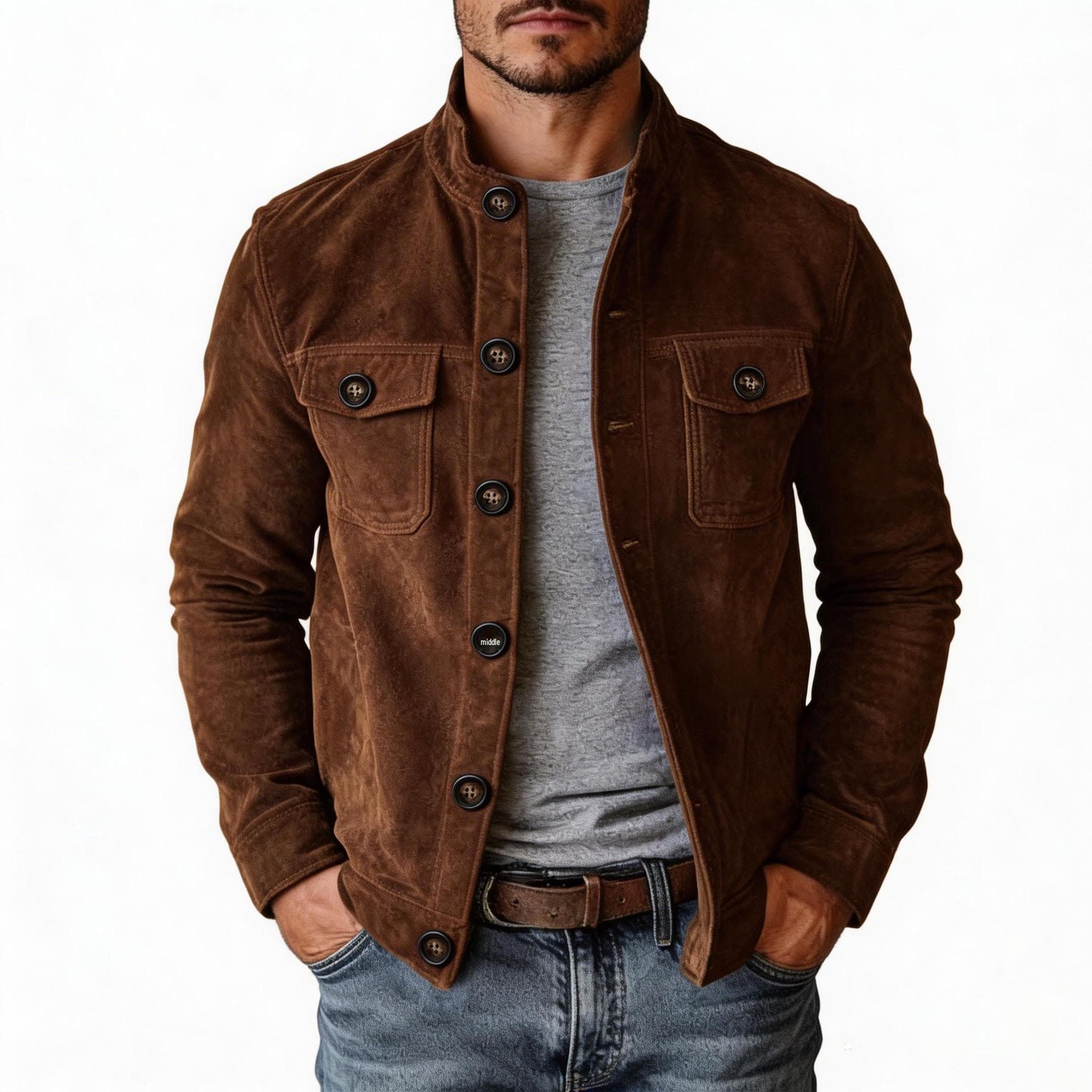 Men's European & American Style Faux Suede Velvet Casual Jacket XXL