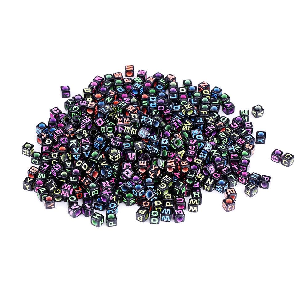 500Pcs Plastic Mixed Cube Alphabet Letter Beads for DIY Jewelry Making Bracelet Necklace