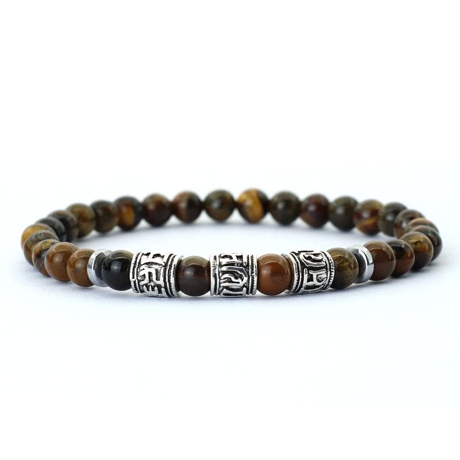 Noter Mantra Bracelet For Men 6mm Howlite Lava Tiger Eyes Beads Braslet Viking Accessories Pulseras Para Hombre Tibet Braclet