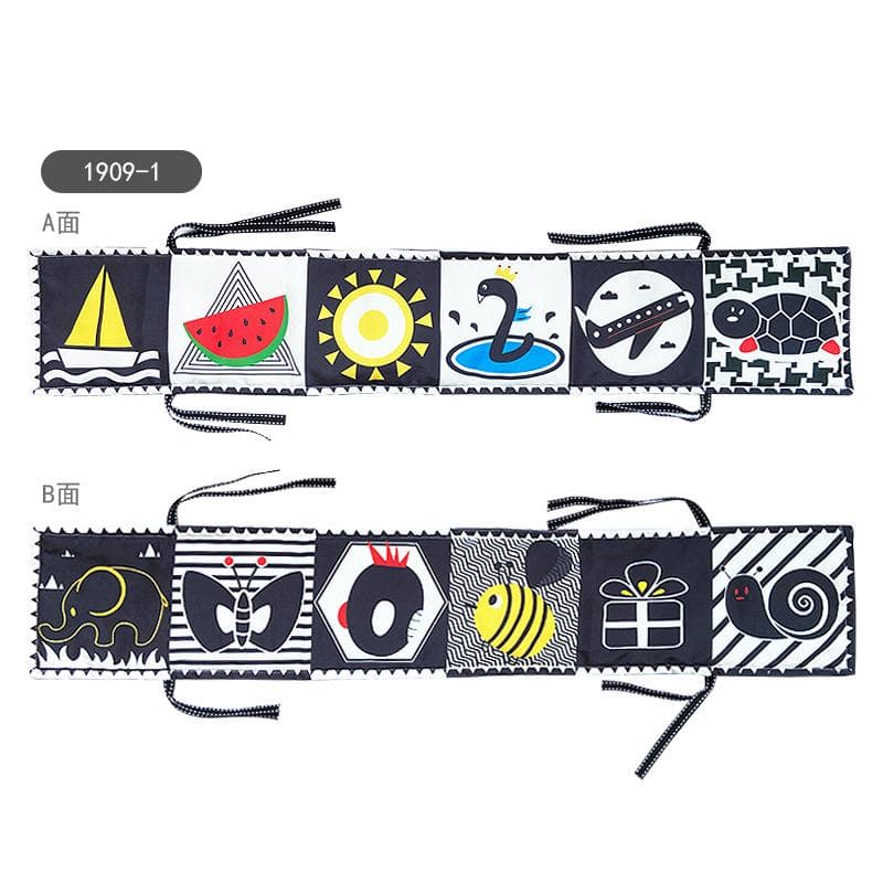 Tummy Time Toys, High Contrast Black and White Baby Soft Book Newborn Sensory Toys for Infants Visual Training Early Education 80x15cm