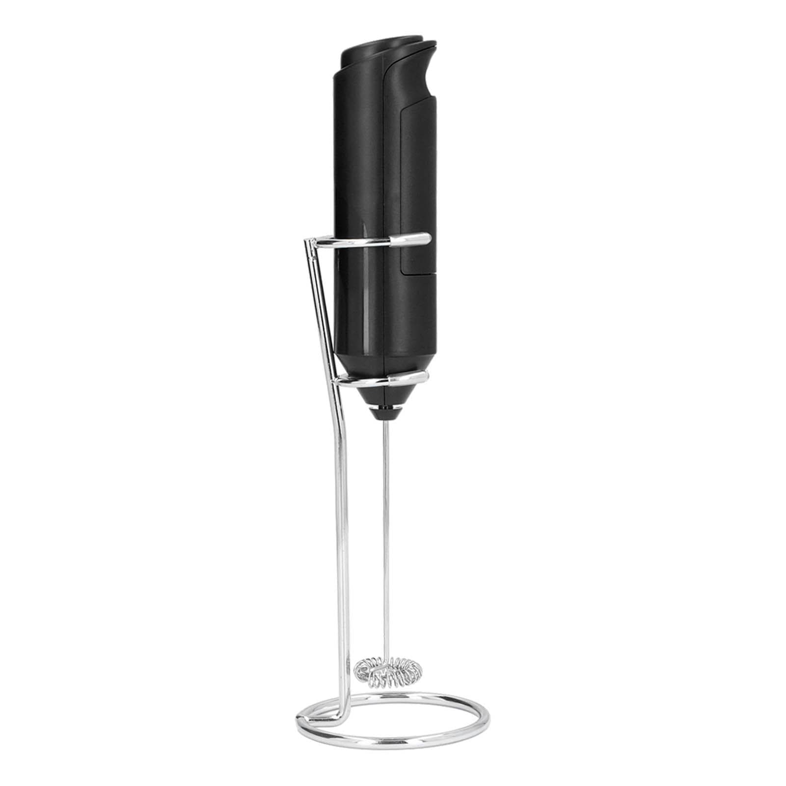 Electric Handheld Milk Frother Stainless Steel Matte Noise Free Mini Drink Mixer with Metal Base