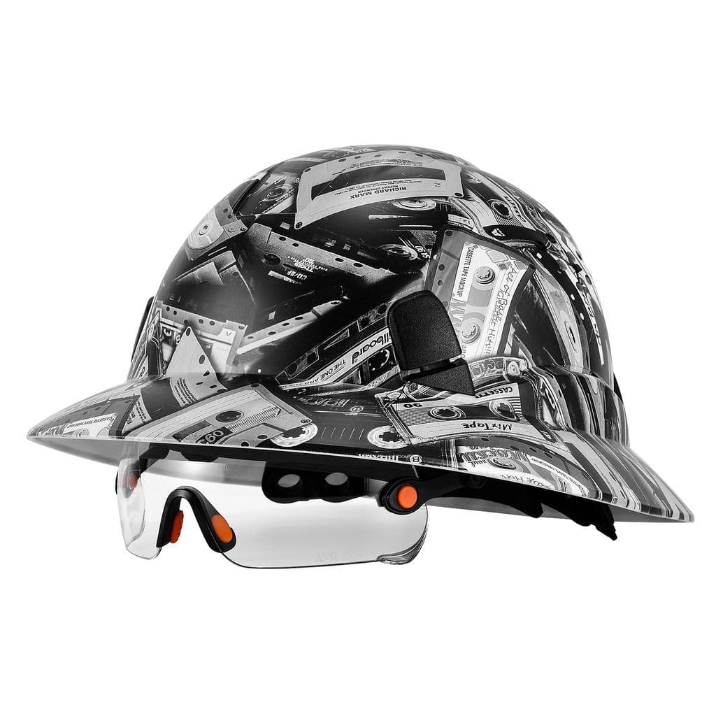 LOEBUCK  New carbon fiber full-brim safety helmet with CE goggles anti-collision construction site hard hat GM850 grey