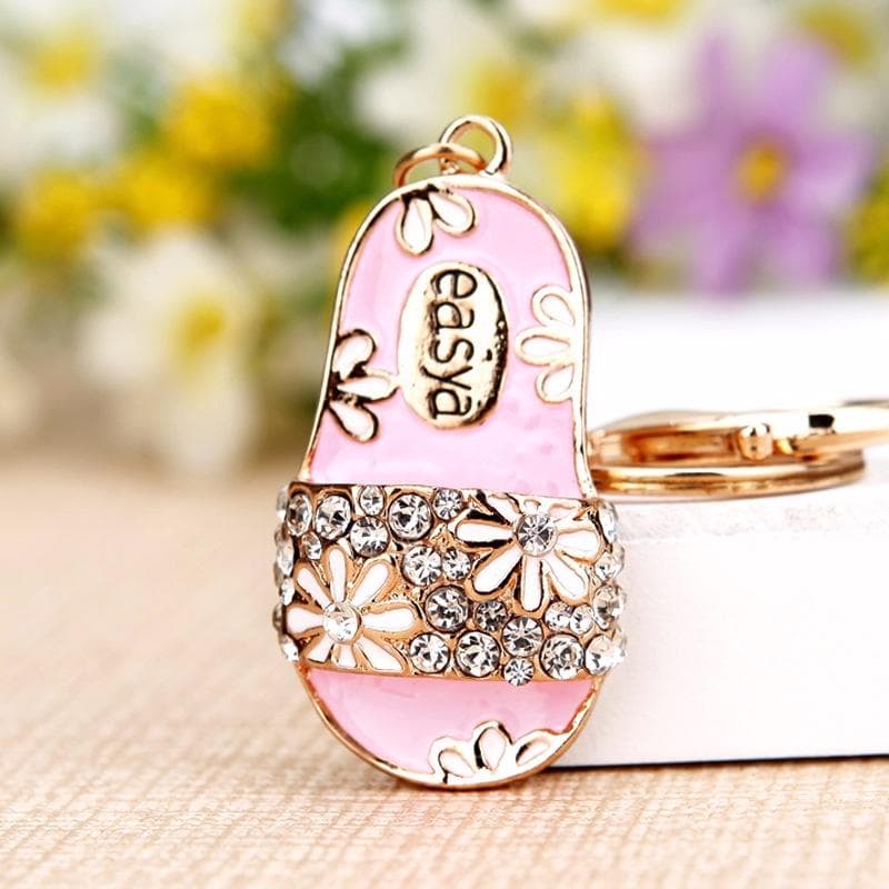 Lovely Water Diamond Perfume Bottle Car Key Buckle Women Bag Pendant Key Chain slipper