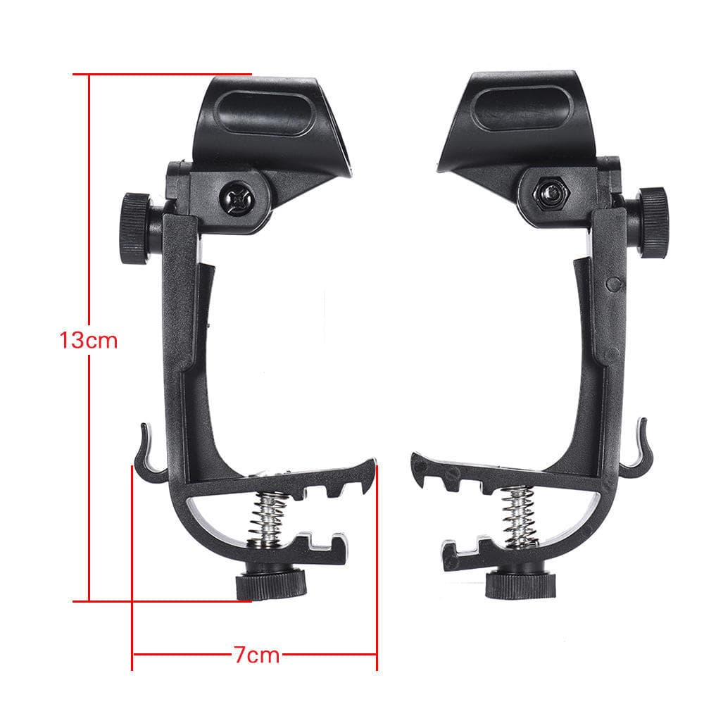 2pcs Clamp Clip On Drum Rim Microphone Mic Mount Holder Adjustable Shockproof