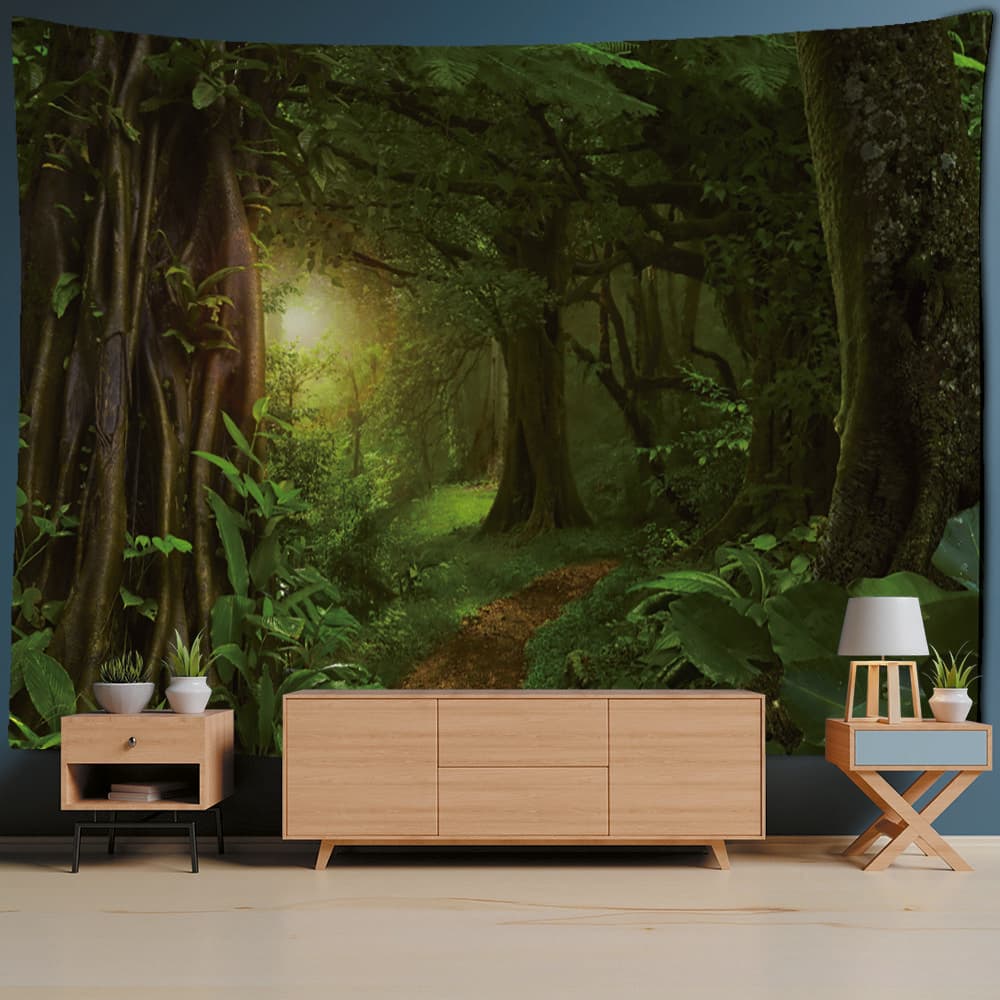 Fairytale Forest Tapestry Wall Hanging Beautiful Tropical Landscape Bohemian Hippie Tapiz Room Background Wall Decor 400x220cm