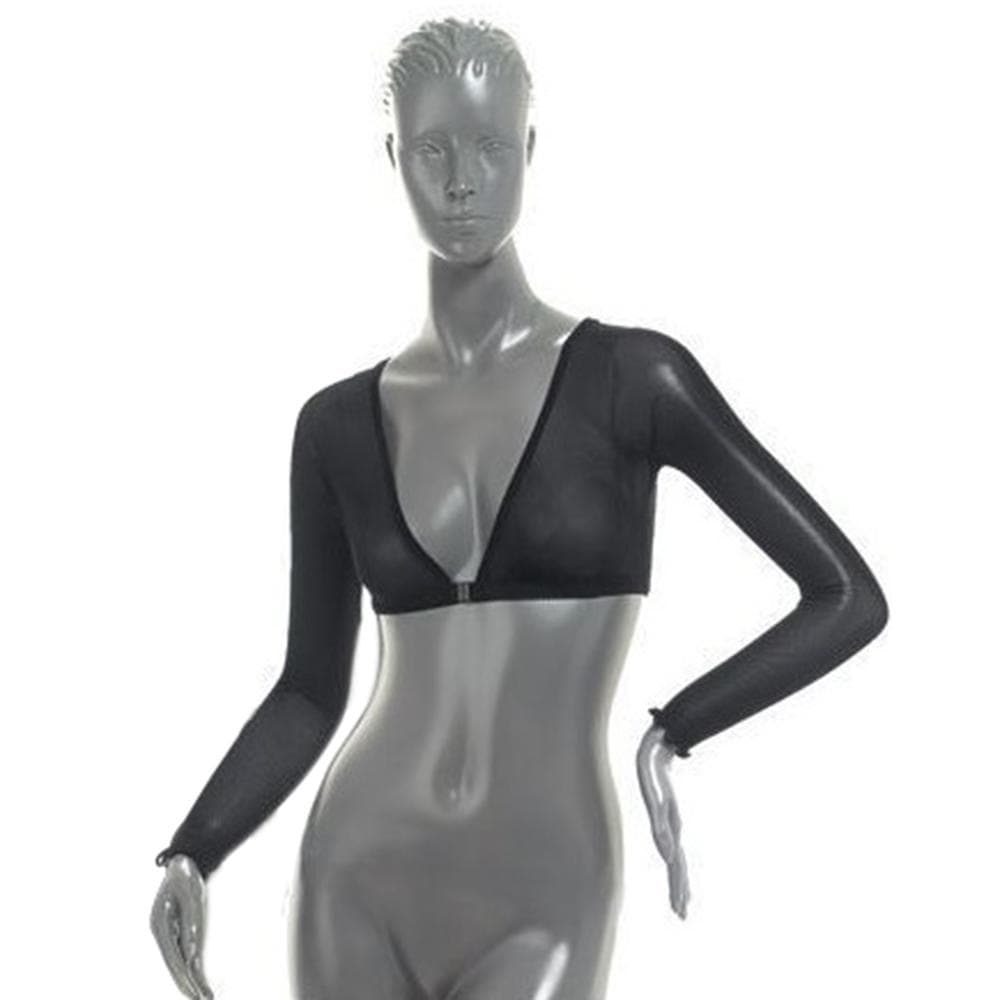 Women Sexy Fashion V Neck Mesh Sheer Long-Sleeve Tops T Shirt M black