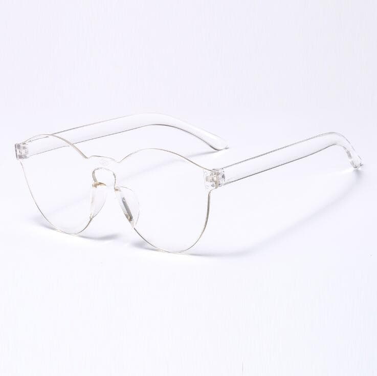 FOENIXSONG Rimless Transparent Sunglasses UV400 Oval Frameless Vintage Eyewear Red Pink Blue Yellow Orange Other