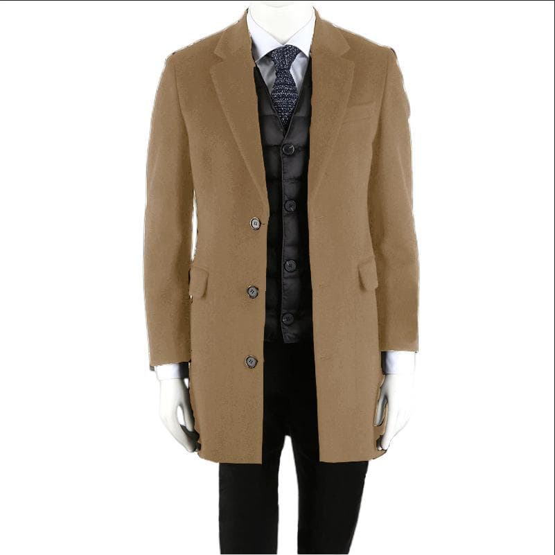 New Large Size Woolen Men's Coat Jacket Woolen Trench Coat M khaki