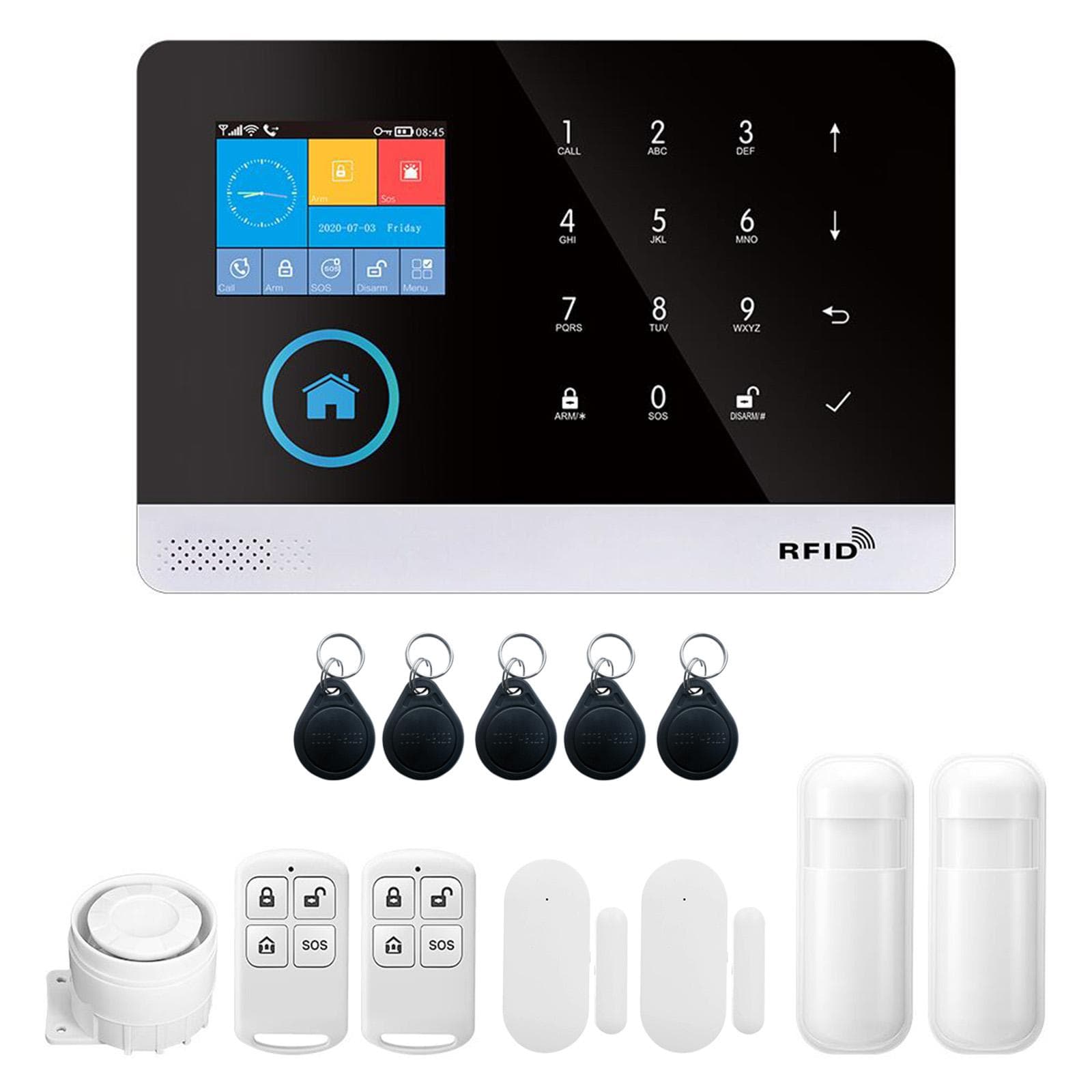 433MHz Wireless WIFI + GSM Auto-dial Alarm Security System LCD Display Door Sensor PIR Motion