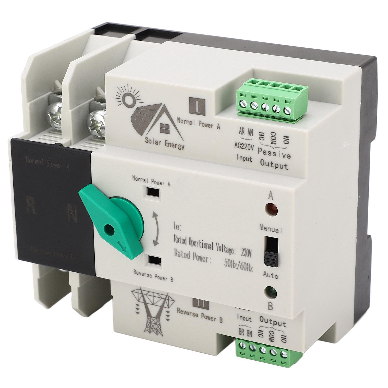 Dual Power Automatic Transfer Switch 2P Millisecond Fast Switching Timing Controller AC230V 5060Hz