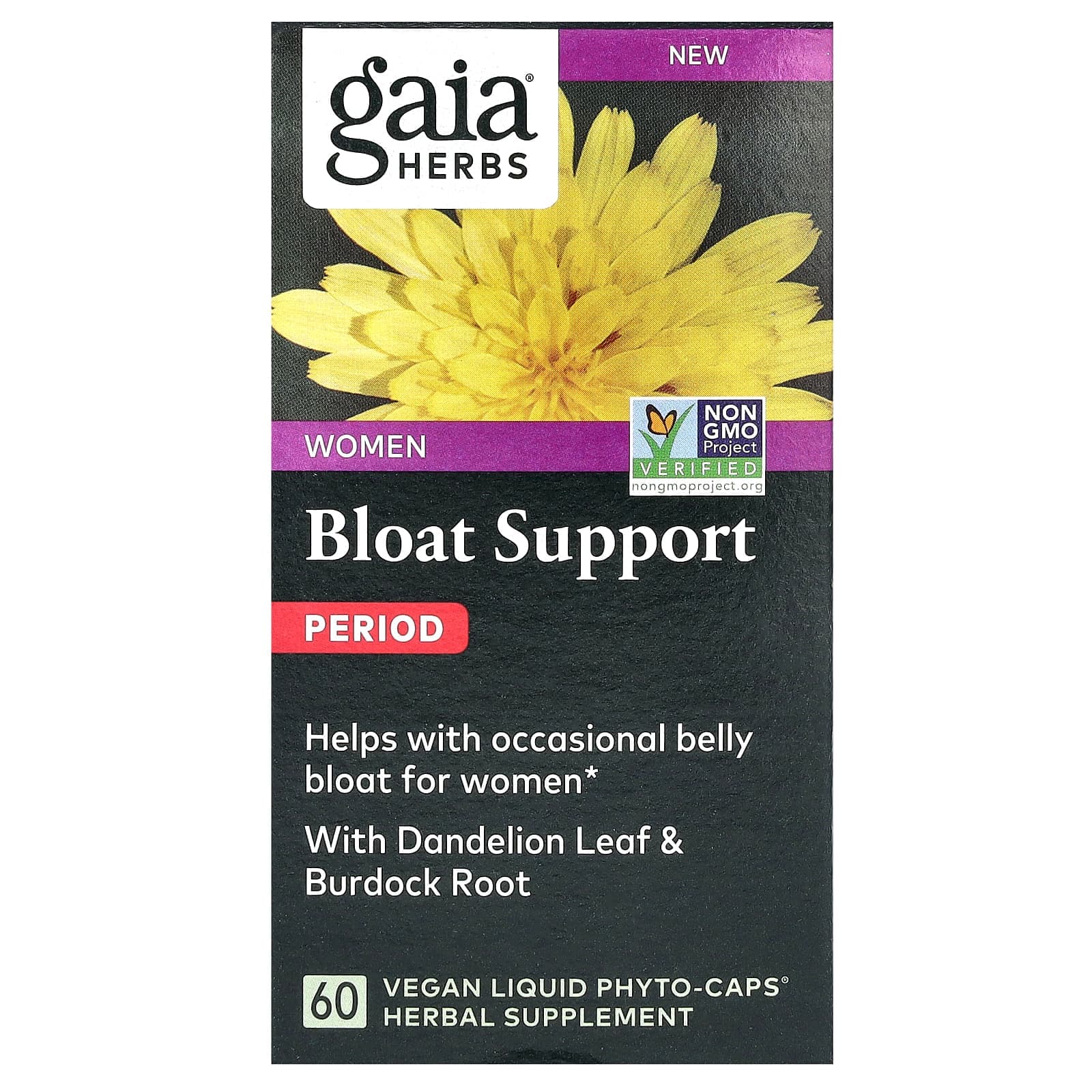 Gaia Herbs, Women, Abdominal Bloating Support, Sanitary Napkins, Vegan Liquid Phyto-Caps, 60 Tablets