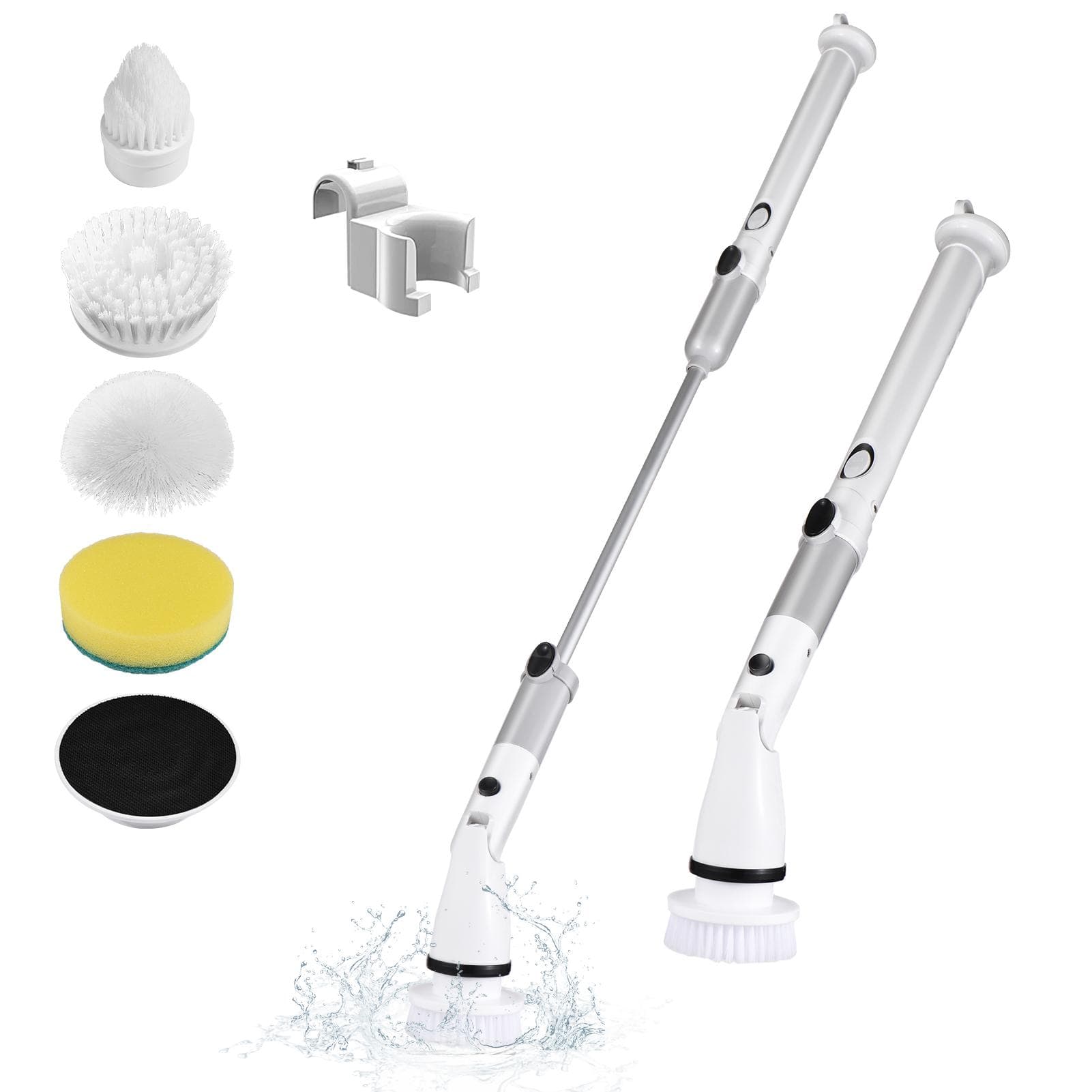 Electric Spin Scrubber Cordless Handheld Cleaning Brush with Adjustable Extension Handle 4 Brush UK Plug 2000mAH Battery