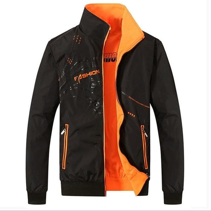 Standing Collar Double-sided Men's Jacket, Spring, Autumn, Winter, Casual Sports Thin, Loose Windproof and Breathable Men's Jacket XL