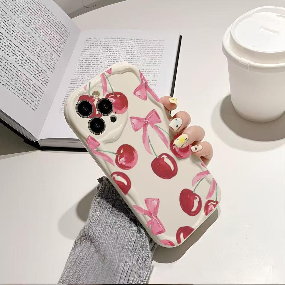 Transparent Cream Cherry Suitable for Apple 16promax Phone Case IPhone 15 All Inclusive 14/13 Couples 12 iPhone SE3