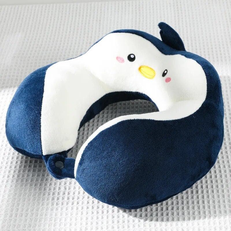 Cartoon U-shaped Pillow PP Cotton Embroidery Pillow Car Neck Pillow Office Nap Neck Pillow navy blue