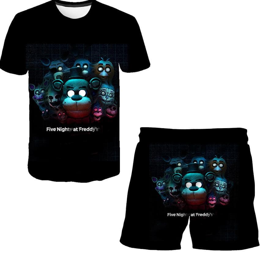 Boys Girls Five Night At Freddy Cartoon Clothes Sets Summer Terroist Game T Shirts Short Pants 2 Piece Suits FNAF Casual Outfits 160