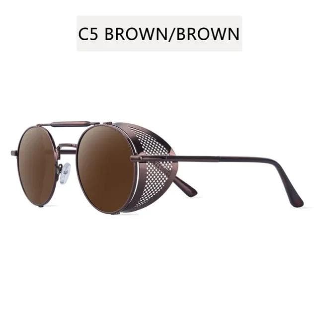 Retro Round Metal Sunglasses Steampunk Vintage UV Protection Trendy Unisex Designer Shades for Men Women