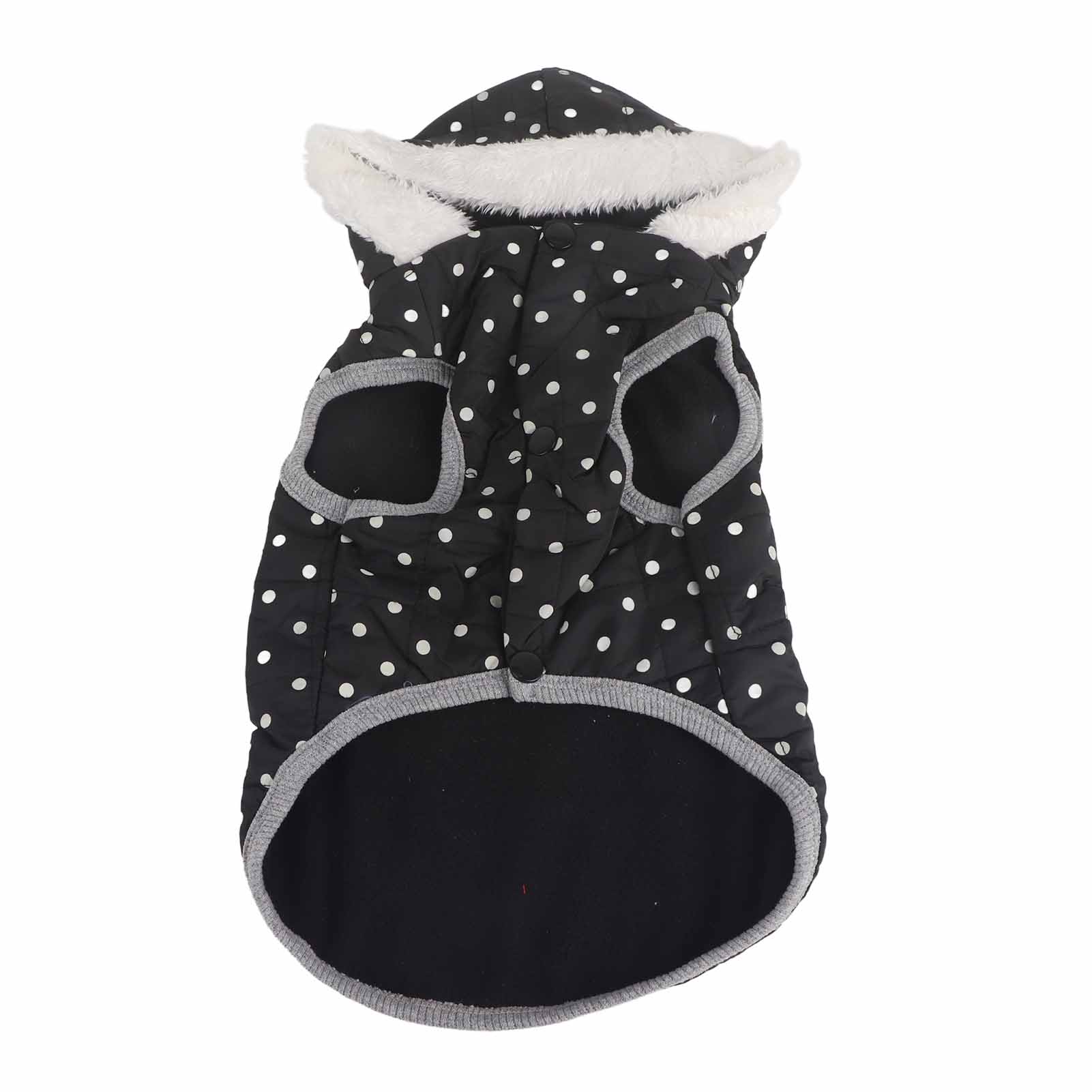 Pet Winter Vest Stylish Polka Dot Padded Thickened Hooded Dog Cold Weather Jacket for Small Medium S(for 2-4kg)