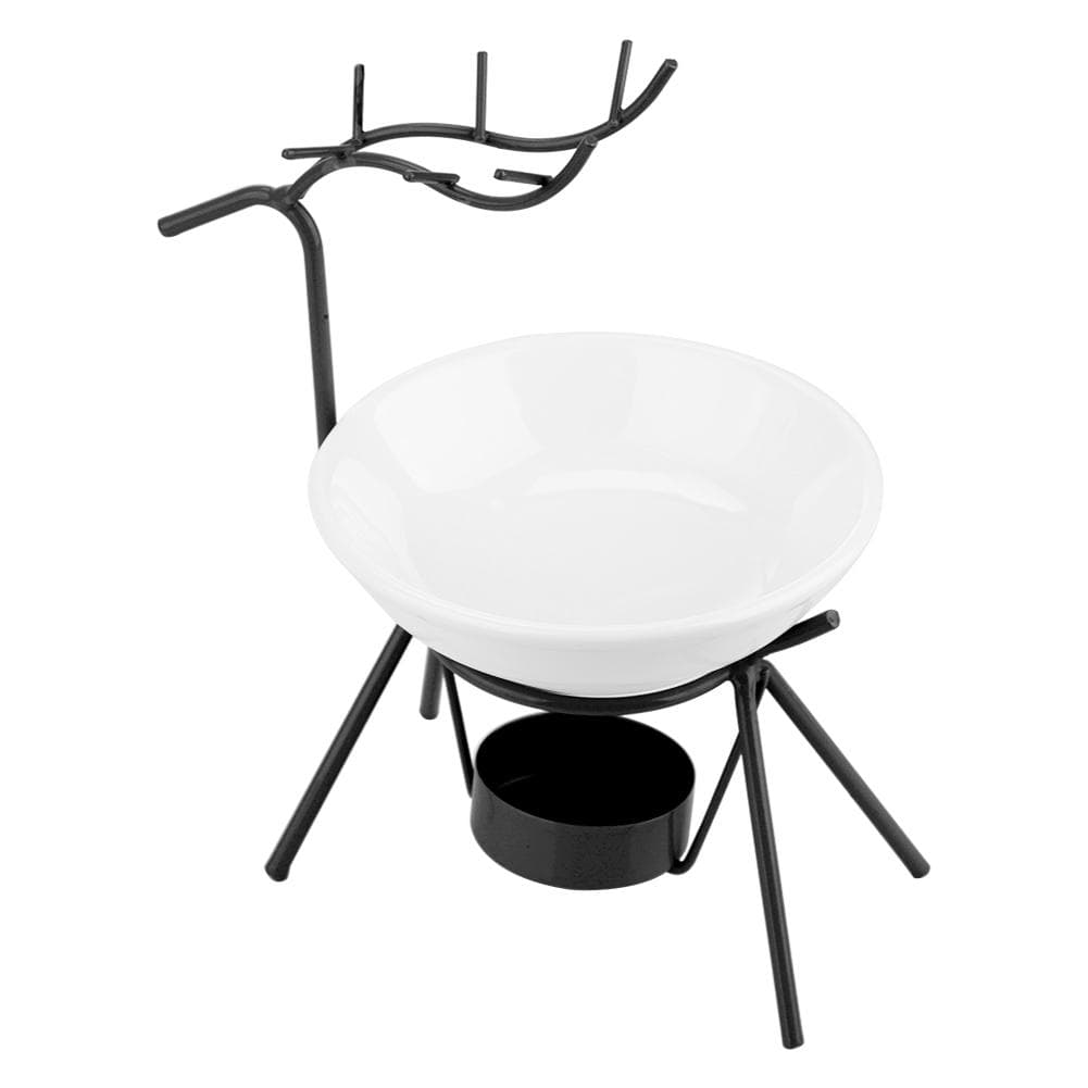 Deer Shape Stainless Ceramic Essential Oil Aroma Burner Candle Holder Home Decoration Black black