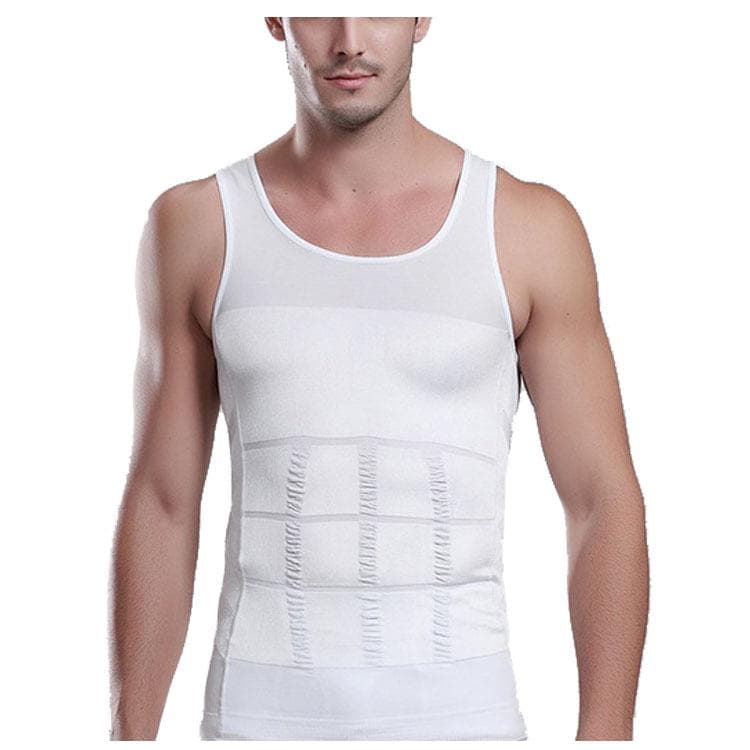 Men Corset Body Slimming Tummy Shaper Running Vest Belly Waist Girdle Shirt Black Shapewear Underwear Waist Shirts Running Vest L white