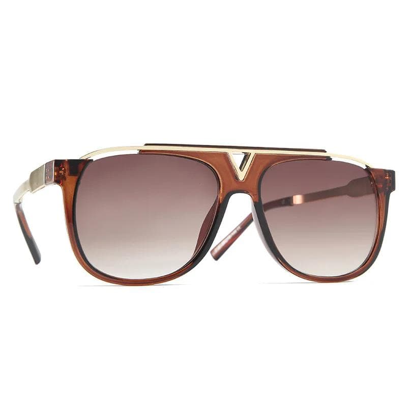 Luxury Designer Square Sunglasses Vintage Mirror Gradient Metal Big Frame Punk UV400 Sun Glasses For Women Men