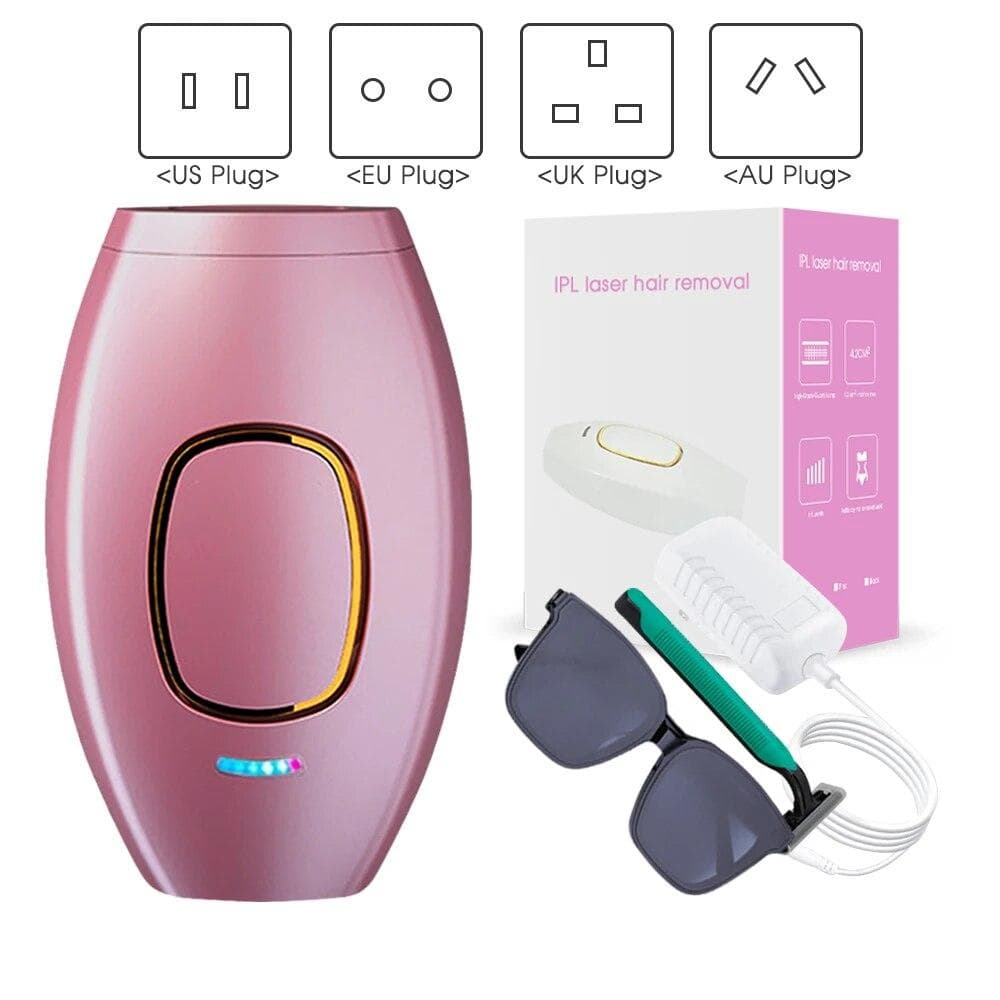 Body Bikini IPL 500,000 Flash Depilator Pulses Permanent Laser Epilator Painless For Women Hair Removal Home Use Devices EU Plug rose pink