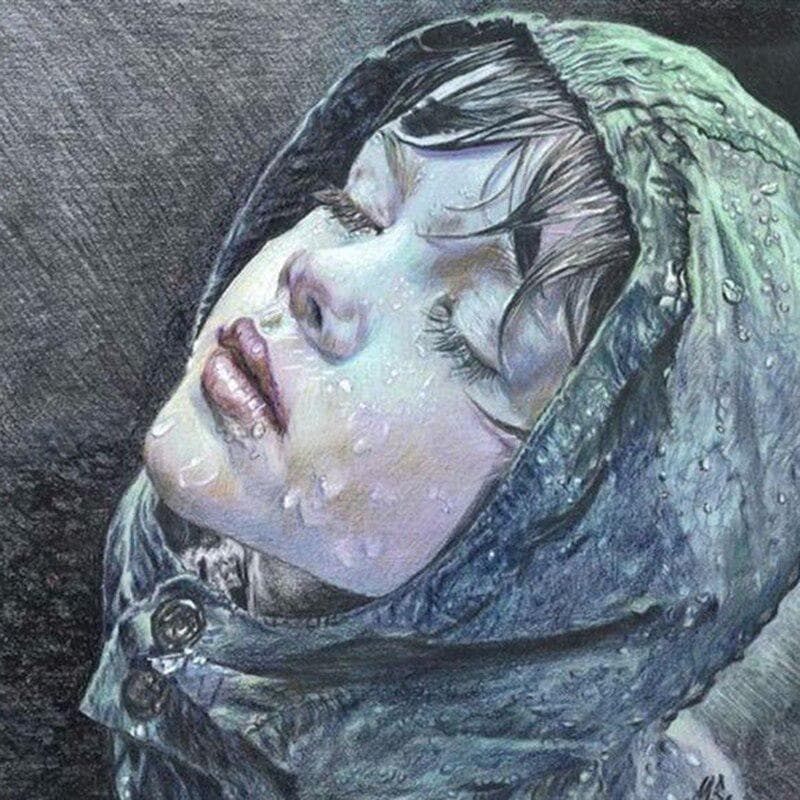 DIY Diamond Painting Cross Stitch Diamond Paint Embroid Diamond Embroidery Girl In Rain Decorative 30x30CM