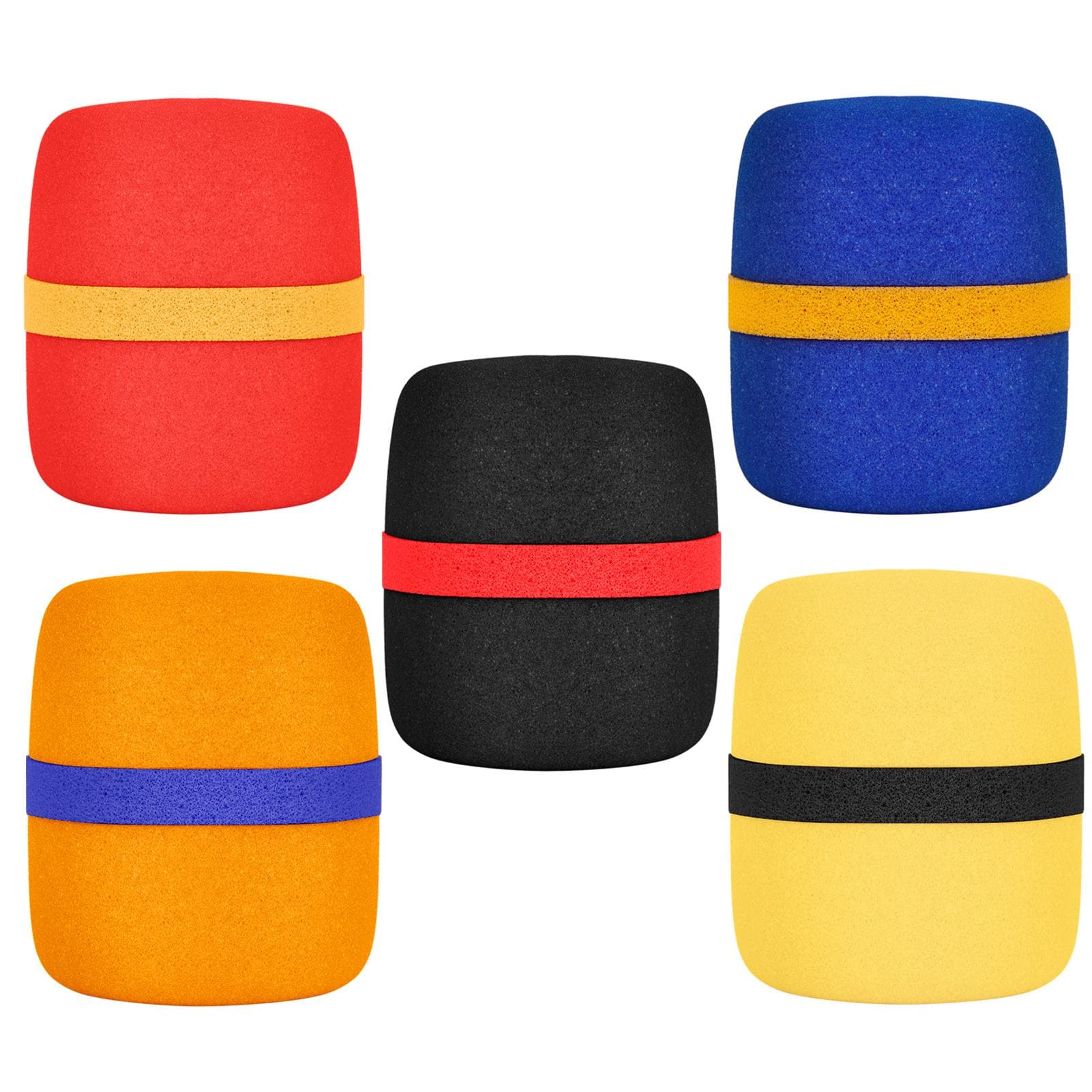 5 Pack Thick Foam Mic Cover Handheld Microphone Windscreen Colorful Microphone Sponge Cover for Karaoke DJ Stage Performance multicolour