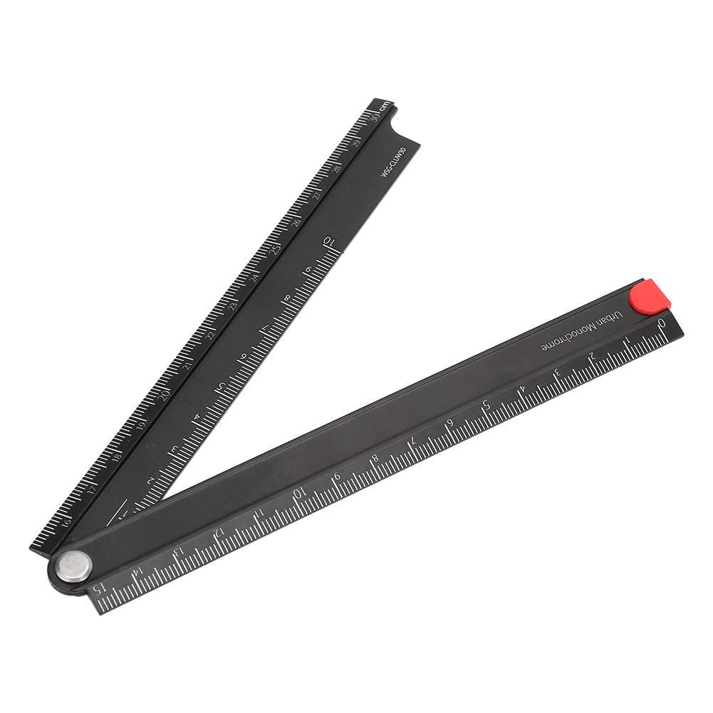 Rulers Folding Aluminum Alloy Ruler 0300mm Ruler Simple 90 degrees Folding Metal Stationery Rule