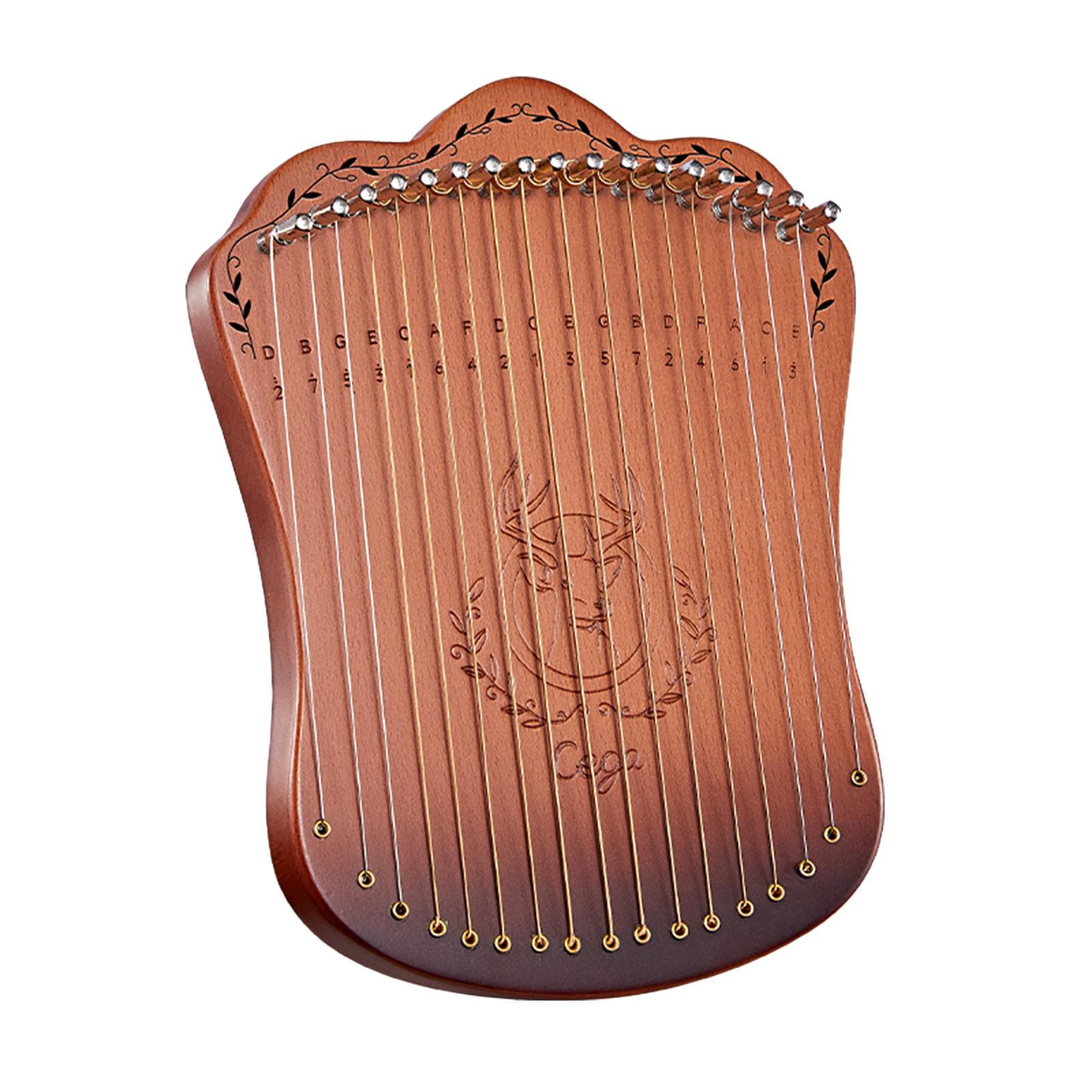 17 String Lyre Harp Portable Solid Beech Wood Harp String Musical Instrument with Tuning Wrench coffee