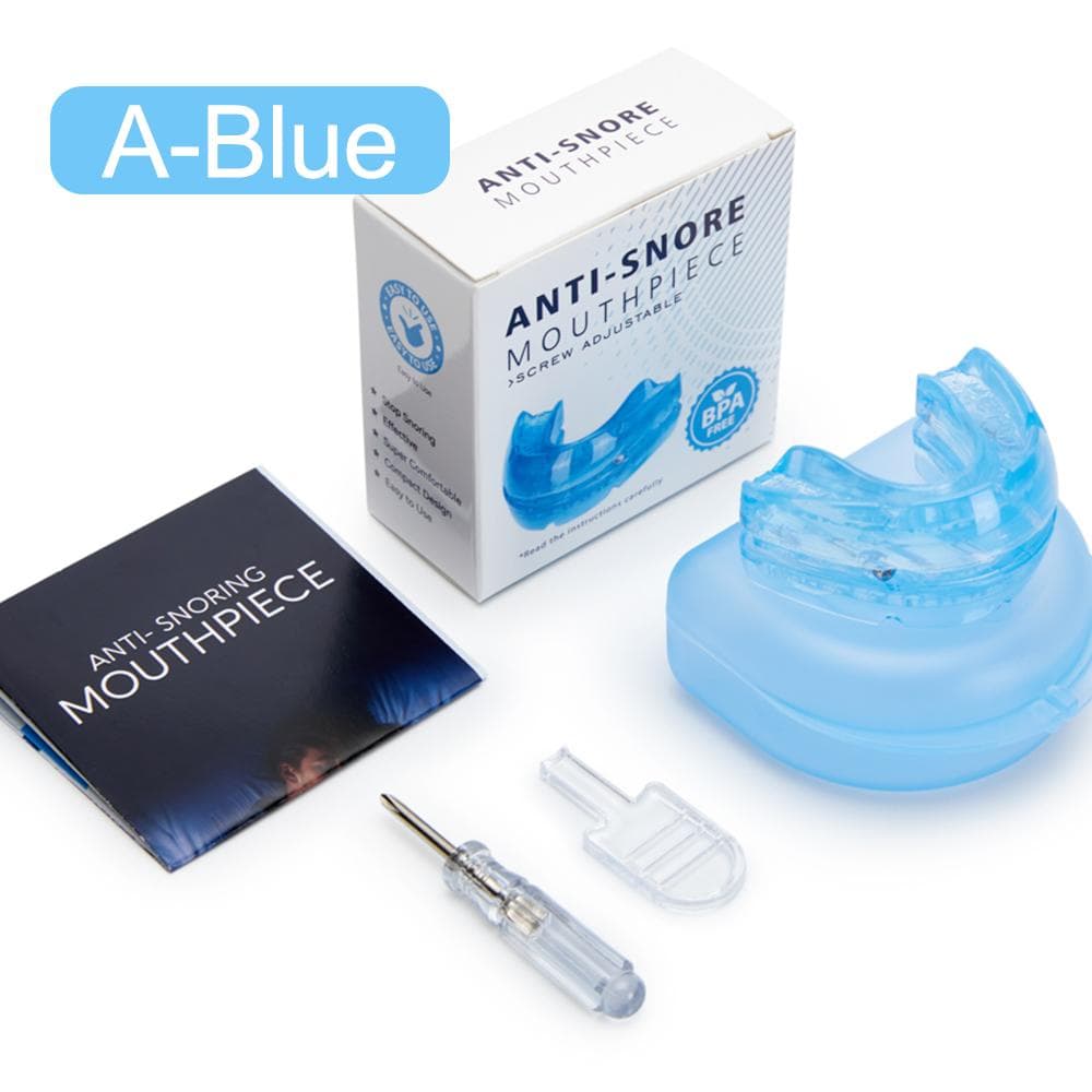 Adjustable Anti Snoring Mouth Guard Anti Snoring Mouthpiece Sleeping Devices Bruxism Snore Stopper Improve Sleep Mouthpiece blue