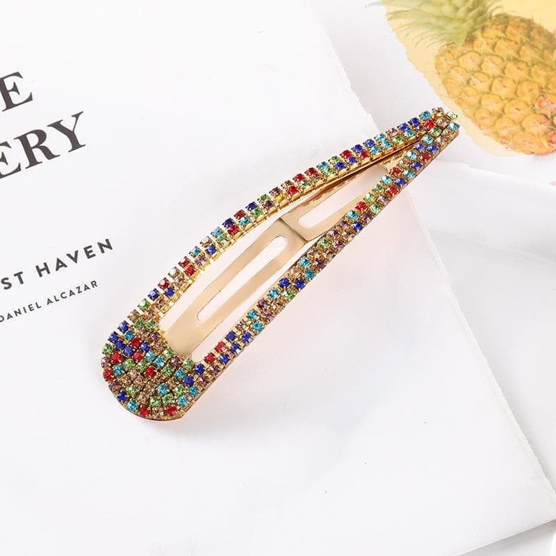 1PCS Rhinestone Hair Clips Water Drop Crystal Hair Barrettes Bling Hairpins Glitter Hair Accessories For Women Girls multicolour