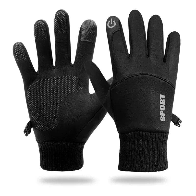 Winter Black Cycling Gloves Warm Full Fingers Waterproof Outdoor Sports Running Motorcycle Ski Touch Screen Gloves For Men Women one size black
