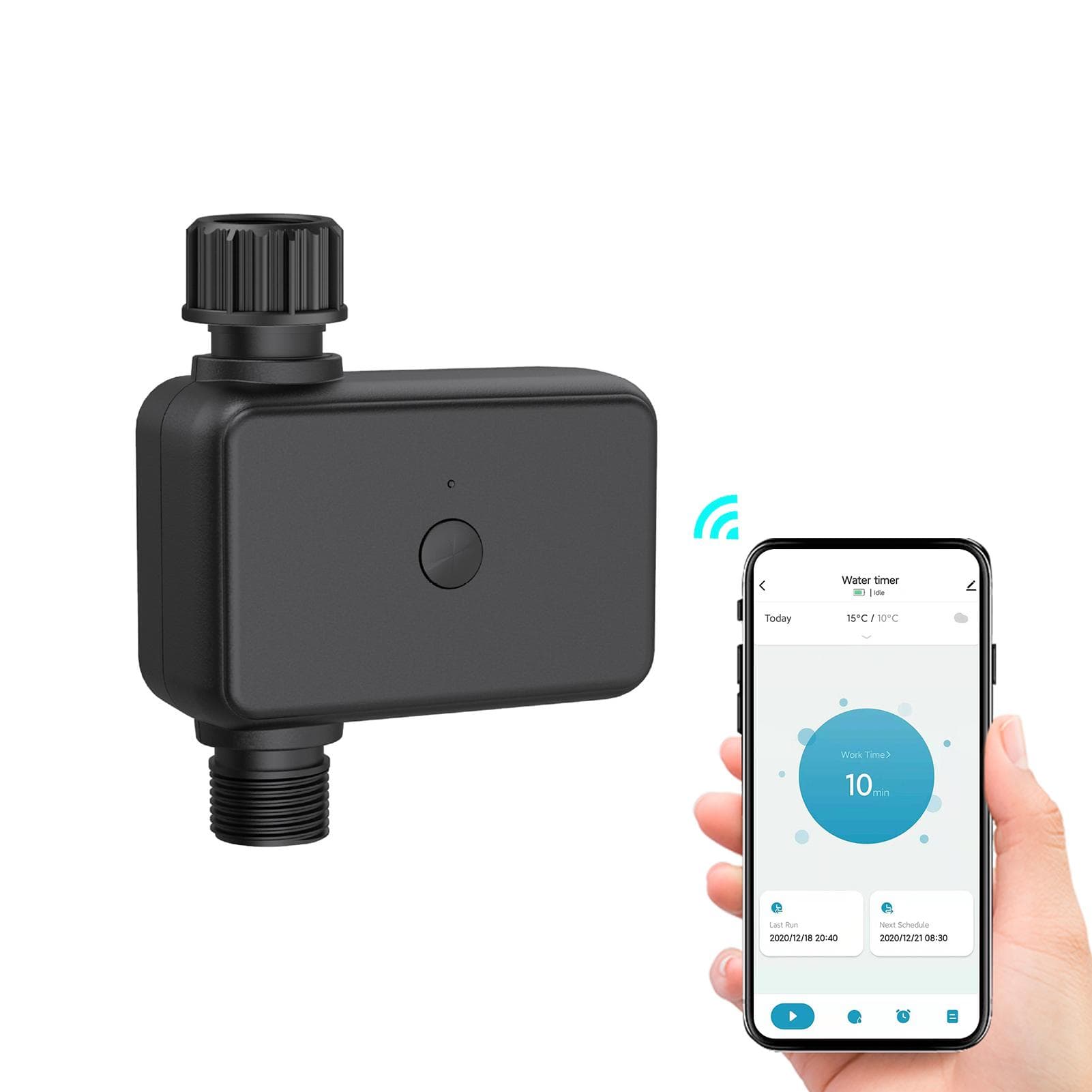 Smart BT Watering Timer Hose Faucet Sprinkler Timer with Rain Delay APP Remote Control Programmed black