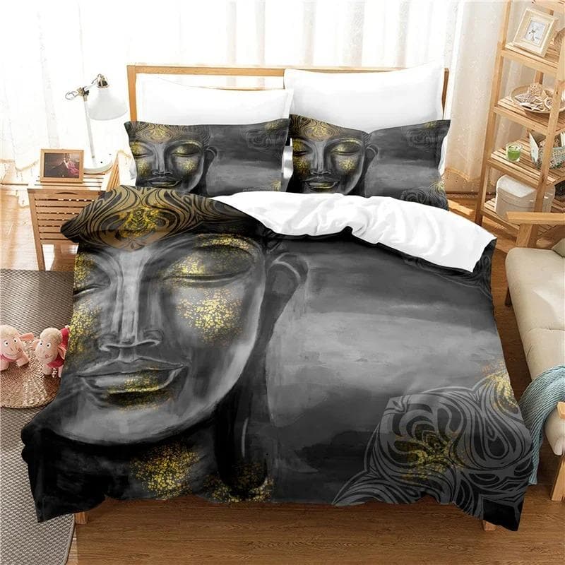 Buddha Statue Bedding Set Duvet Cover Set 3d Bedding Digital Printing Bed Linen Queen King Full Size Bedding Set Fashion Design AU Single 140x210cm
