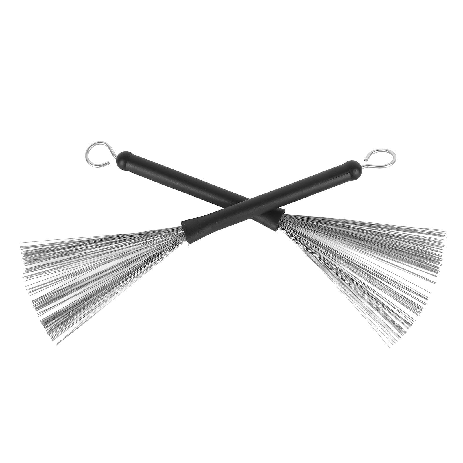 2Pcs Drum Brush Rubber Handle Steel Wire Bristles Retractable Portable Drum Stick Brush