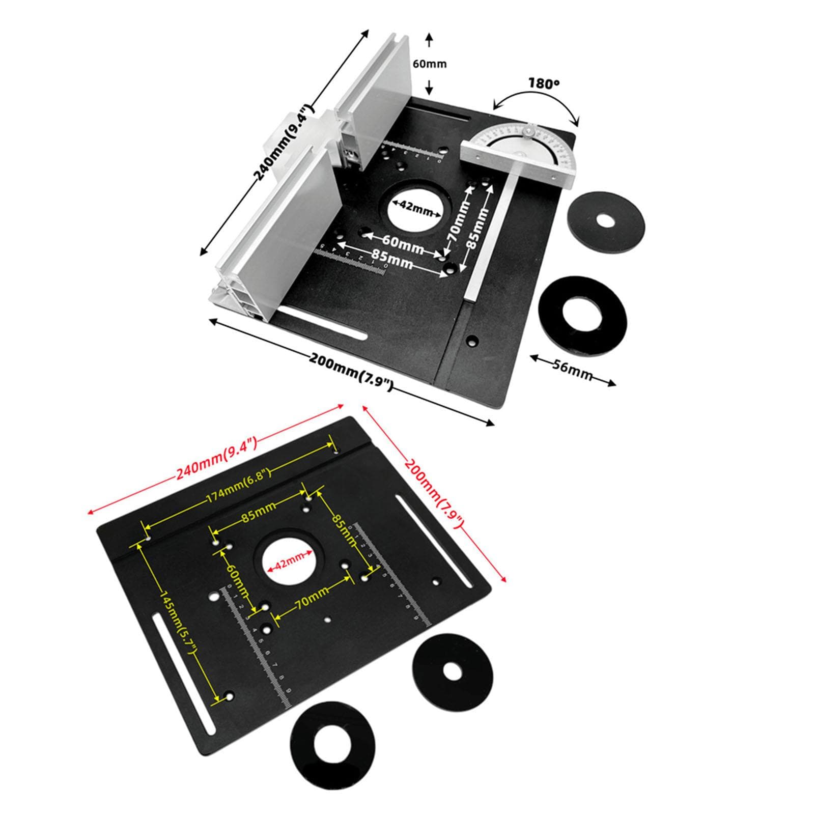Router Table Insert Plate Aluminum Alloy Wood Milling Flip Board Trimming Machine Engraving Flip Board Only