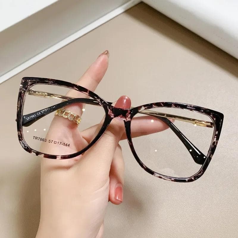 Fashion TR90 Large Frame Transparent Gradient Glasses Leopard Print INS Style Eyewear for Women Oculos