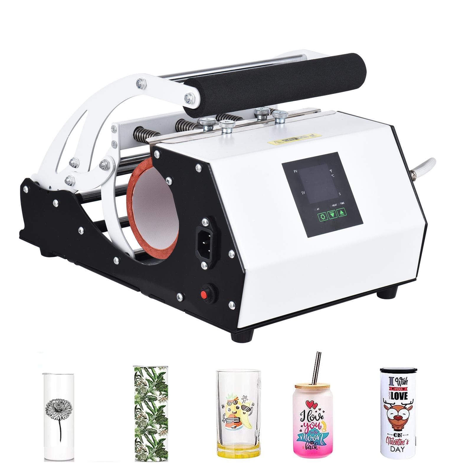 220V Tumbler Heat Press Machine for 11oz-20oz Sublimation Straight Blank Skinny Tumblers Mugs Glass AU white
