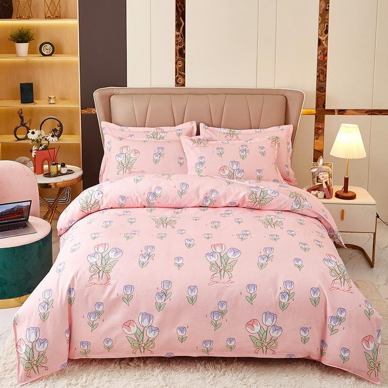 Red Rose Duvet Cover Queen Gold Botanical Floral Comforter Cover for Girl Women Lover Valentine Gift 3PCS Reversible Bedding Set Single 150x200cm