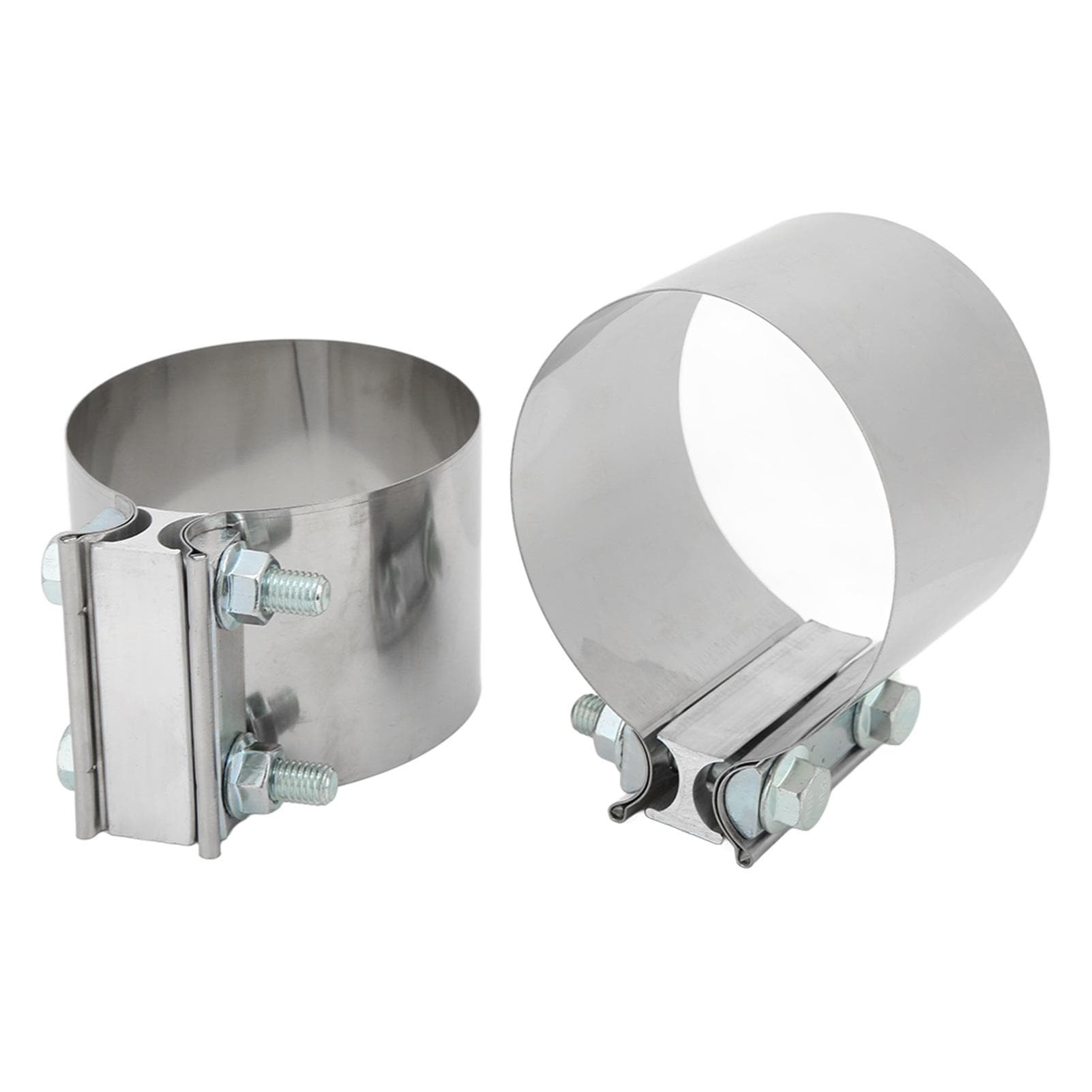 2Pcs Butt Joint Exhaust Sleeve Clamps Stainless Steel Muffler Band Clips with Bolts for 4in Pipe