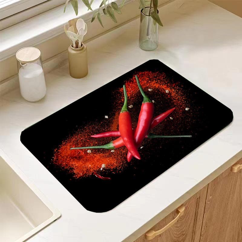 1Pcs Fruit Rubber Drying Mat With Retro Coffee Tableware For Coffee Shop Kitchen Carpet Tableware Durable Diatom Mud Table Mat Pet Coffeeware Mat 40*50 CM