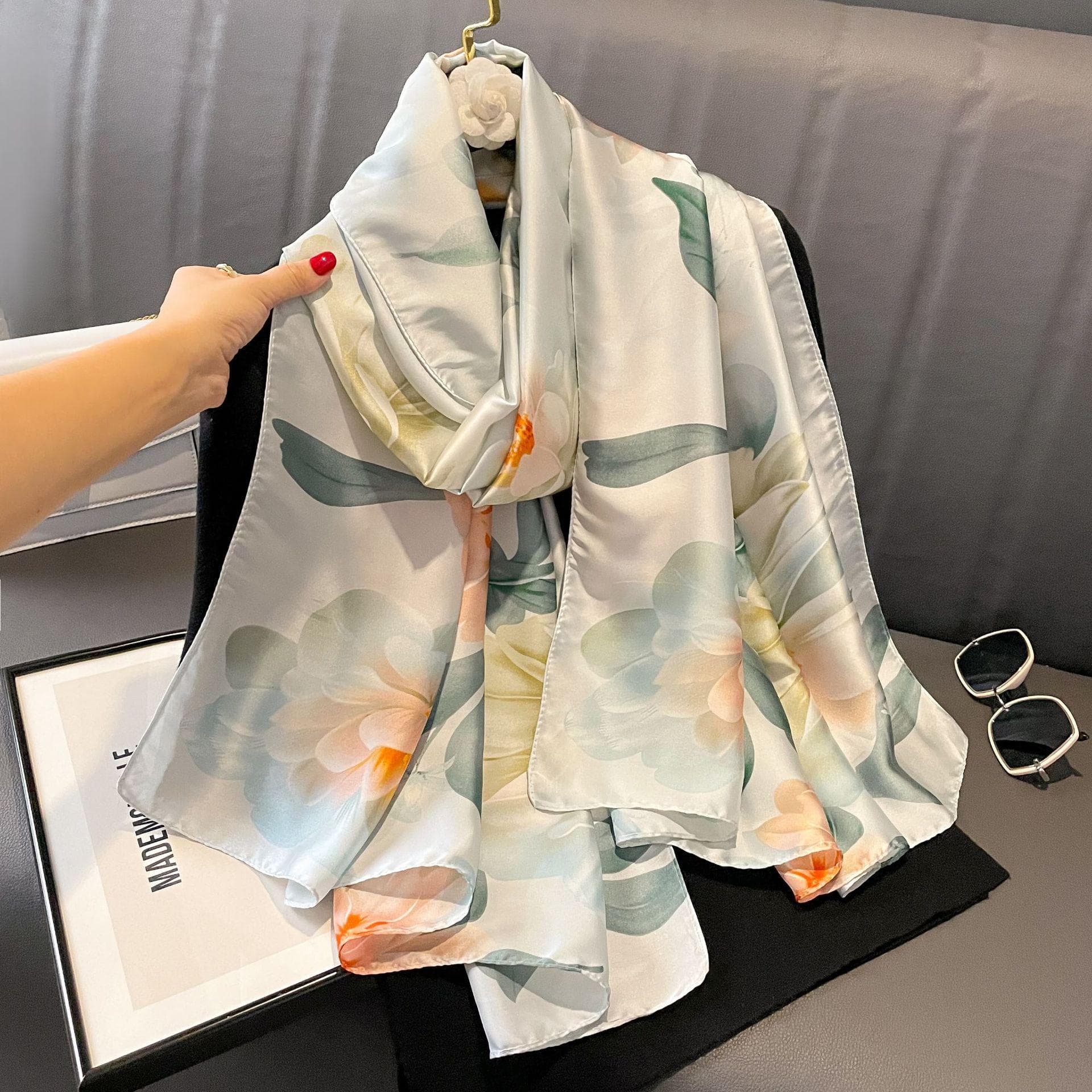 High-End Summer Silk Scarf - Long, Fashionable Sunscreen Shawl for Women 90x180
