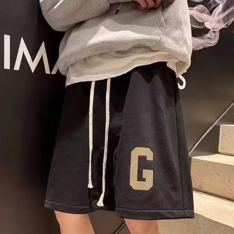 Summer Casual Korean Version of Five-point Pants Men's Trend Fashion Versatile Medium Pants Loose Straight Thin Sports Shorts 5XL black