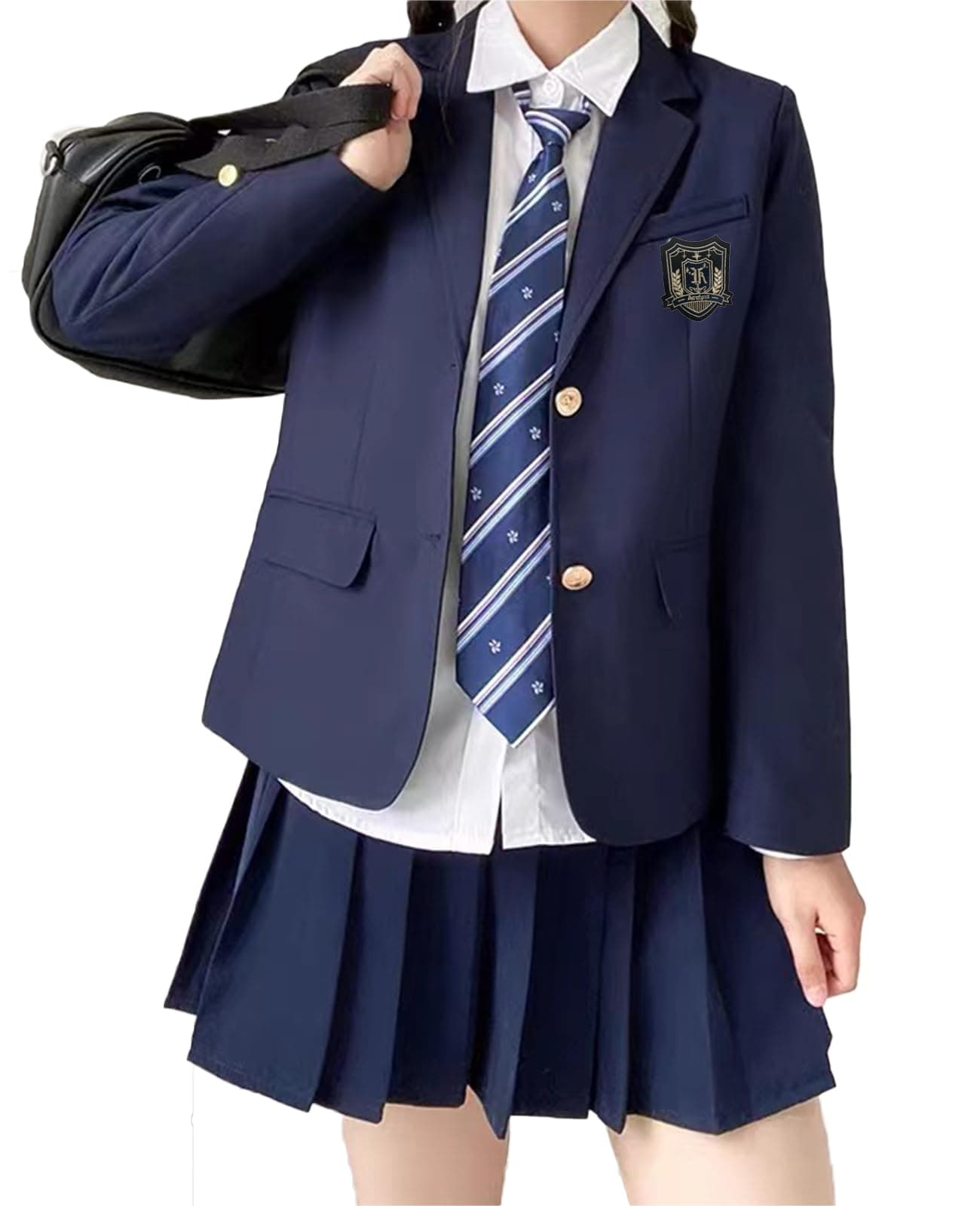 School Uniform Fancy School Pleated Size S [KALAOK] Costume, Dress, Suit, Blazer, Skirt, Tie, Cosplay, Navy,