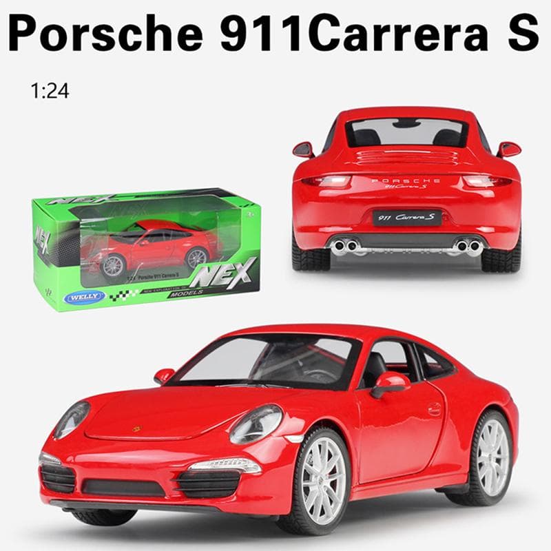1/24 Scale Welly Porsche 911 CARRERA S Alloy Car Model Diecasts Metal Toy Vehicles Car Model High Simulation Collection Childrens Gifts 1/24-19x7.5x5.5cm red
