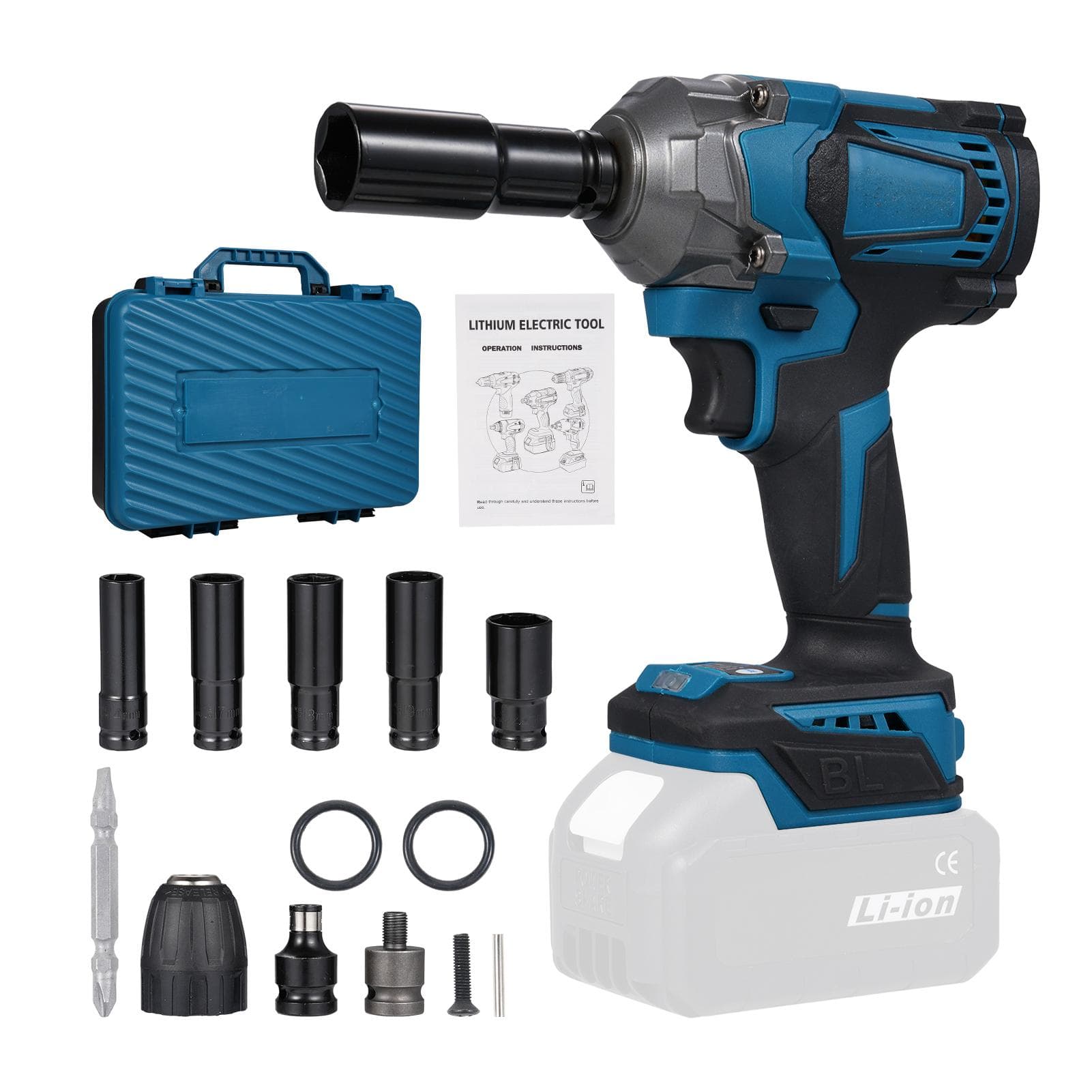 Electric Impact Wrench 1200W Cordless 700N.m High Torque Tool with Brushless Motor 6700 rpm 12 no battery yellow