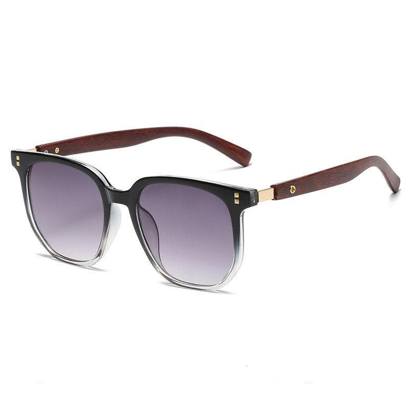 New Korean Style Round Wood Grain Sunglasses For Women Black Rimmed Lenses Fashion Sun Glasses