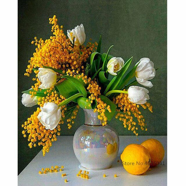5D DIY Diamond Painting Flower Cross stitch Kit Full Diamond Embroidery Flowers 20X30CM